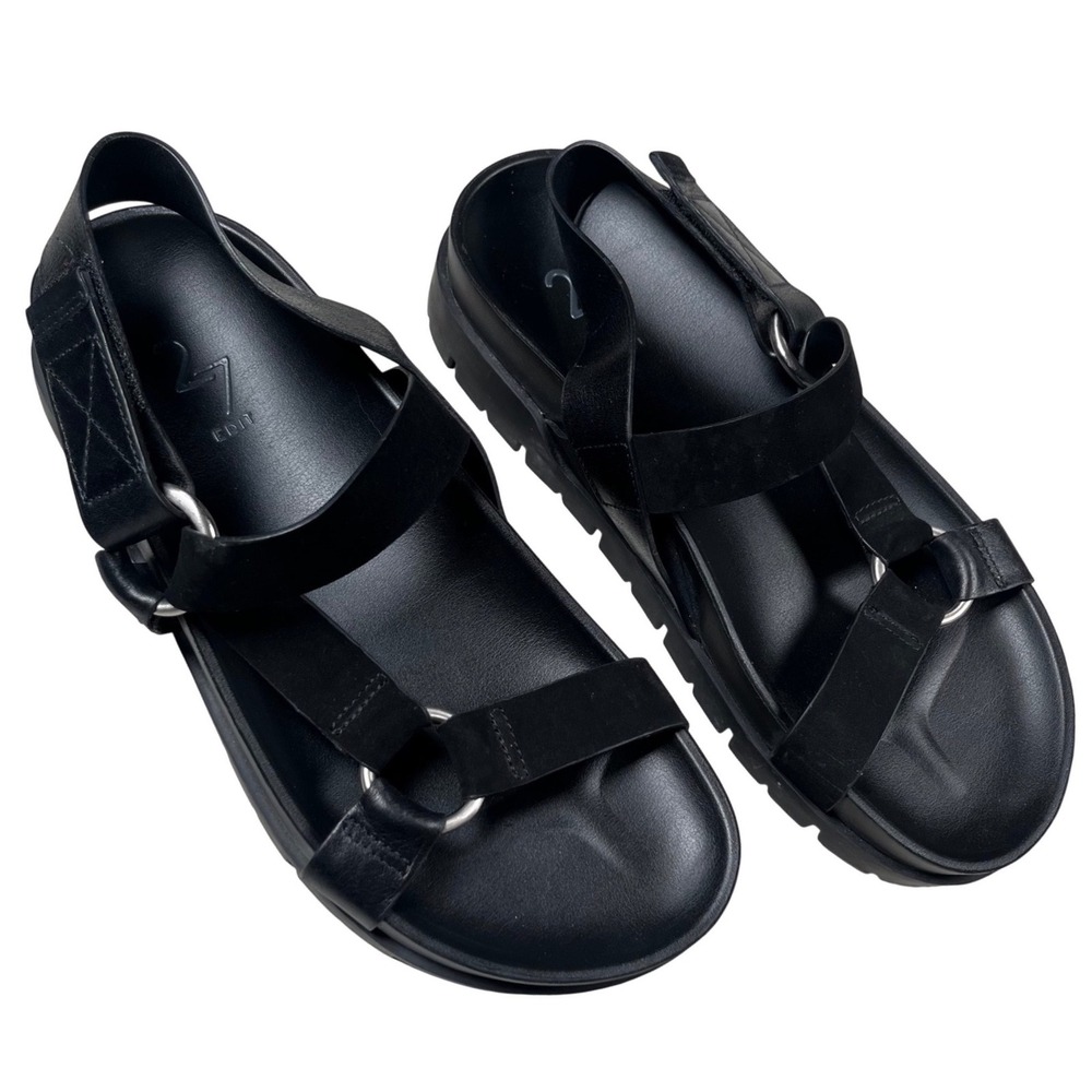 Naturalizer 27 Edit Tala Sandals Women 7 Black Leather Platform Strappy Lug Sole